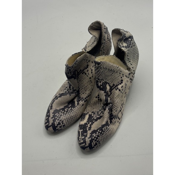 Steve Madden Women's Rockstar Ankle Boots Snake Print Studded Block Heel 8.5 - Picture 1 of 8